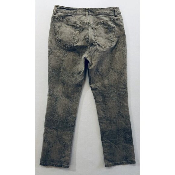 Chicos Platinum Brown Reptile Print Straight Leg Jeans Stretch Womens 0 US S/4 - Picture 3 of 6